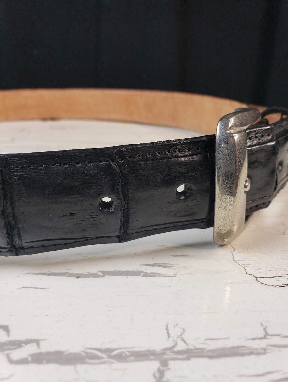 Genuine Caiman Alligator Leather Belt in Black - Men's size 34 - Picture 6 of 13